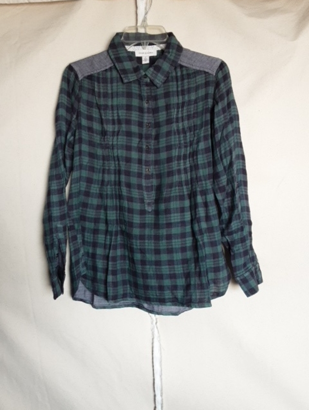 Vintage America 403 Green/Black Squares Button-Down Pre-owned Good Collared